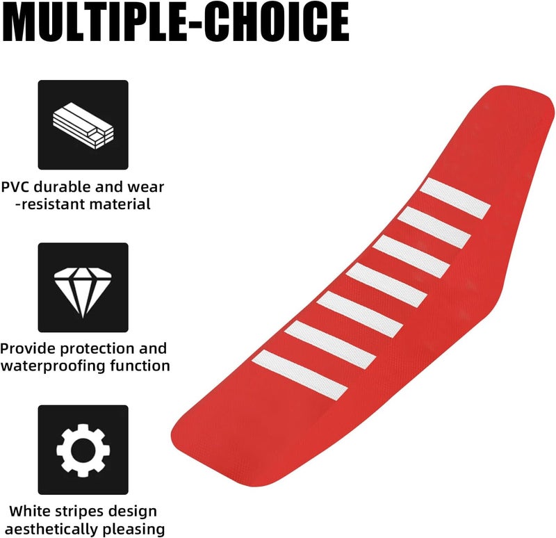 BAOUFF Dirt Bike Seat Cover,Universal Motorcycle Cushion Grip Guard for Most Dirtbike Ebike Like CRF XR CR 50 80 85 110 125 150-Red - Image 2